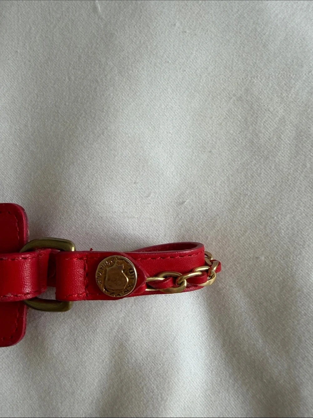 Mayle Red Leather Belt with Brass Hardware